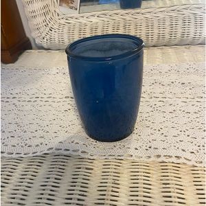 Threshold blue glass bathroom cup/toothbrush holder